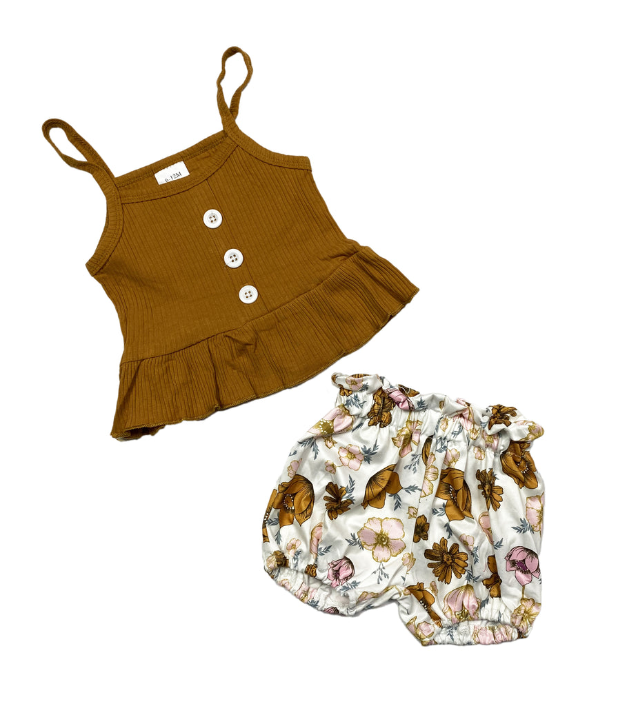 Two piece brown floral set