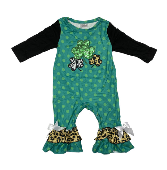 Green Sequin Shamrock romper