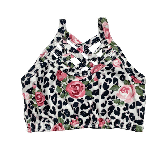 Leopard floral cropped tank top