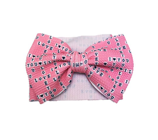 Pink I love you bow