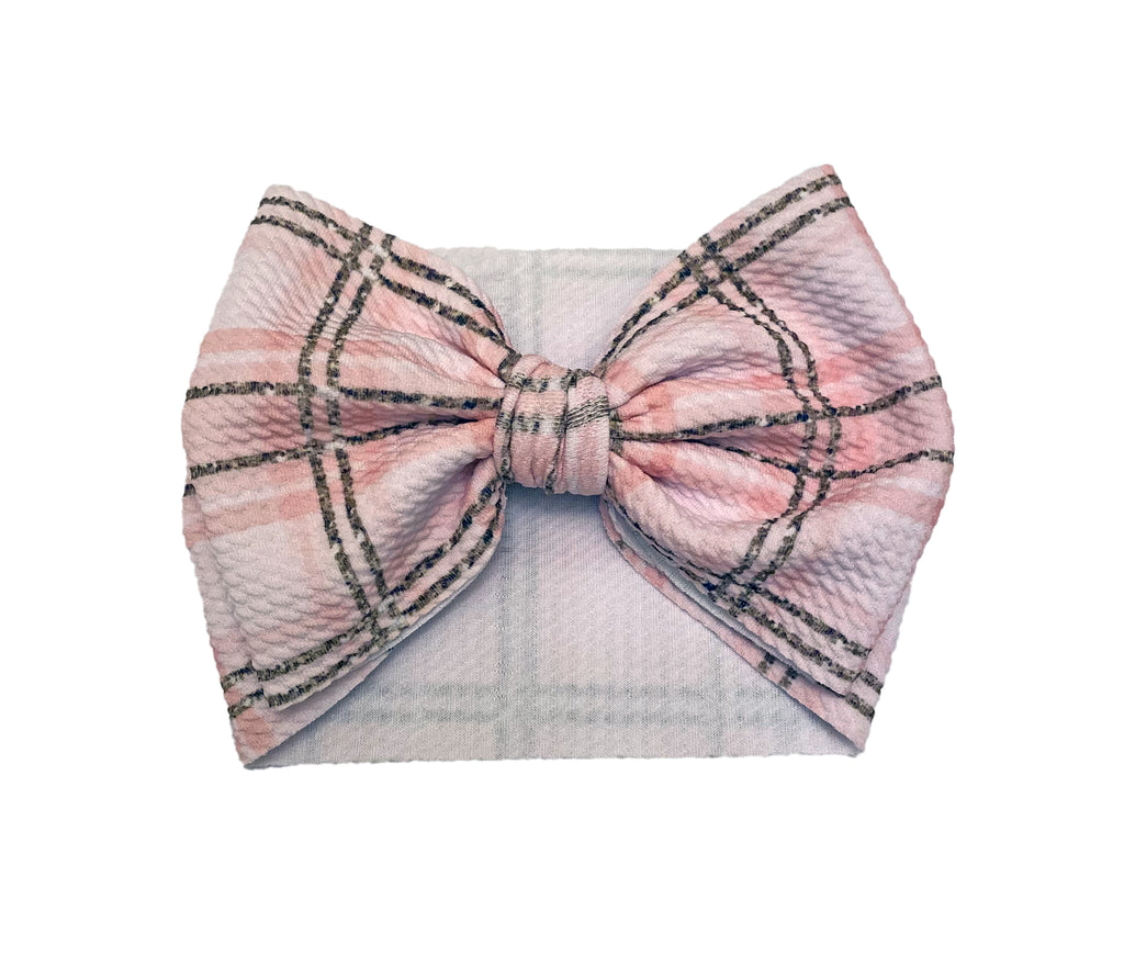 Pink and gold plaid bow