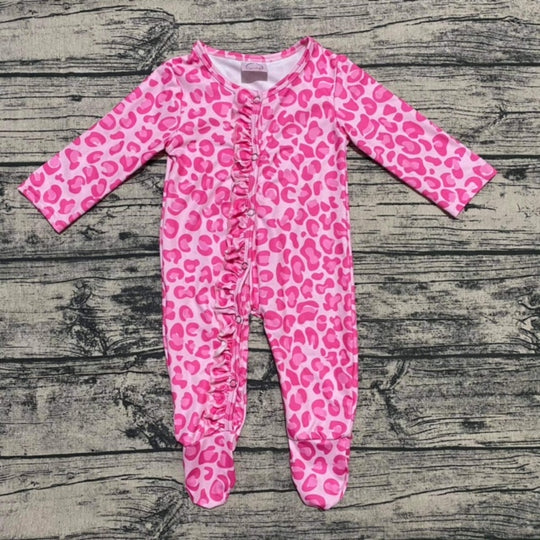 Pink Leopard Ruffle Snap Sleeper