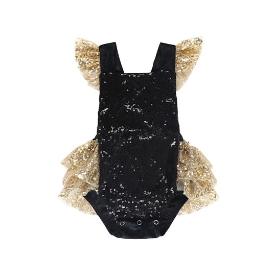 Black Sequin Velvet Bodysuit
