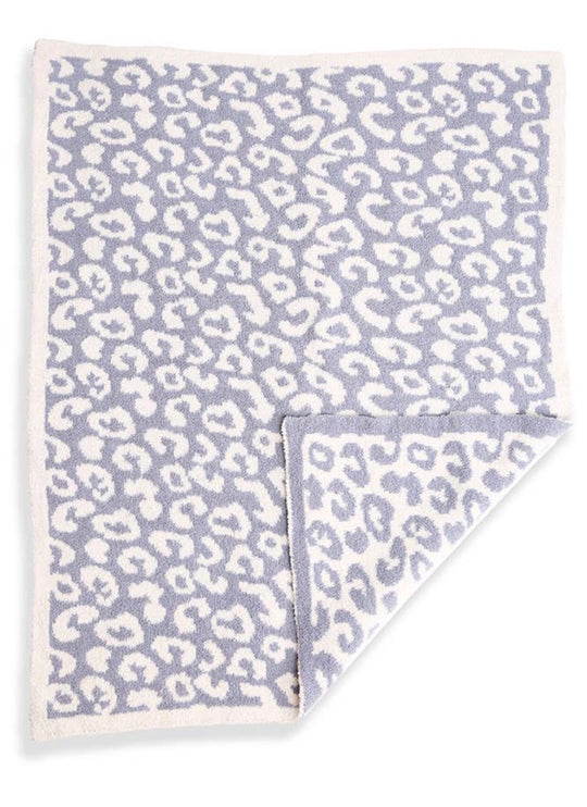 Luxury soft blue leopard blanket
