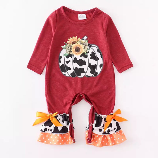 Maroon Cow Pumpkin romper