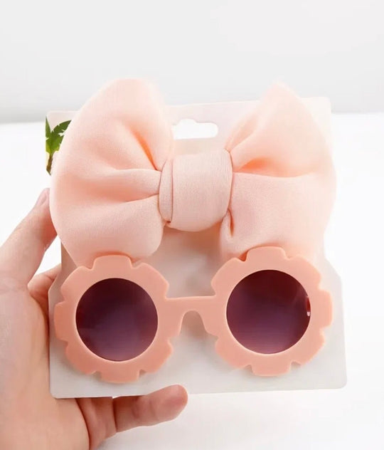Sunglasses/ Bow set - light pink