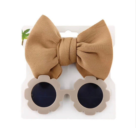 Sunglasses/ Bow set - tan