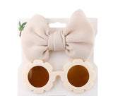 Sunglasses/ Bow set - cream