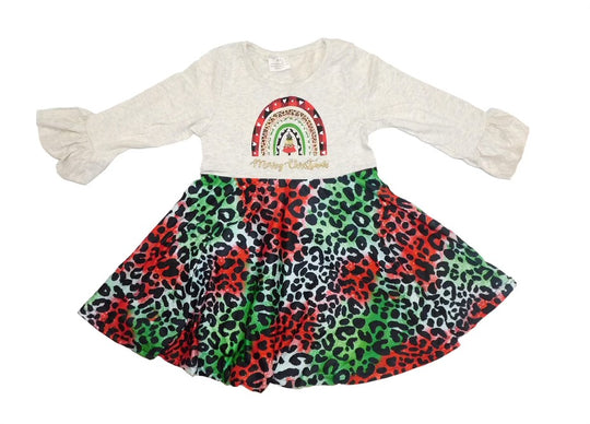 Ruffle Merry Christmas rainbow Dress
