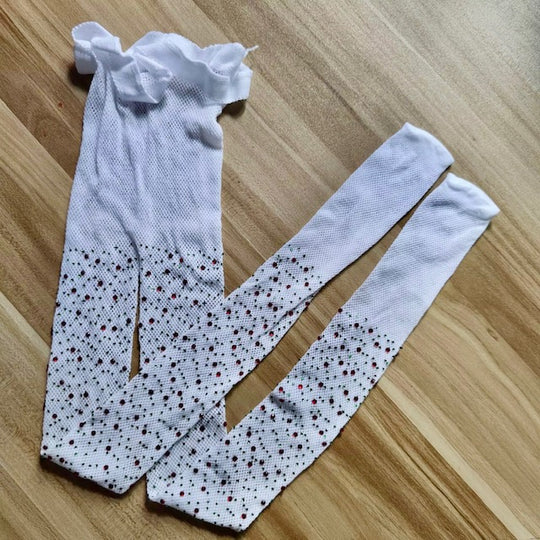 Bling tights- White with red and green bling