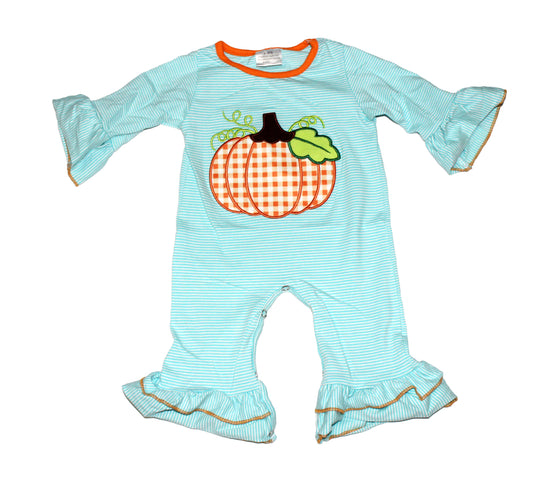 Light Blue Pumpkin Romper