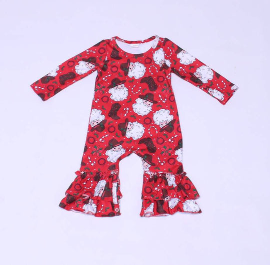 Red Cowboy Christmas ruffle romper