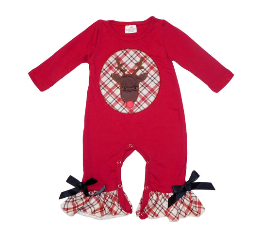 Maroon reindeer romper