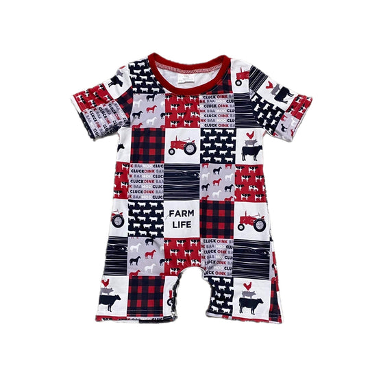 Red Farm life boy romper