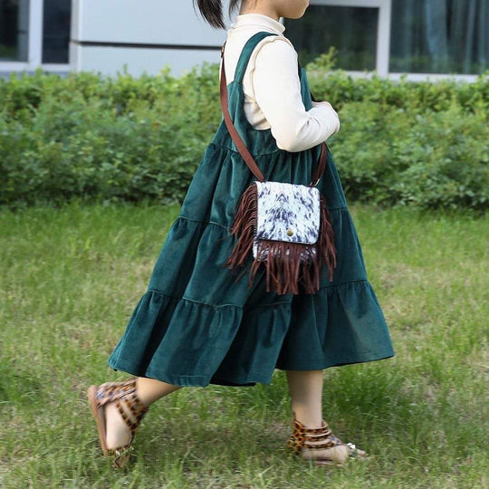 Black Cowhide fringe purse