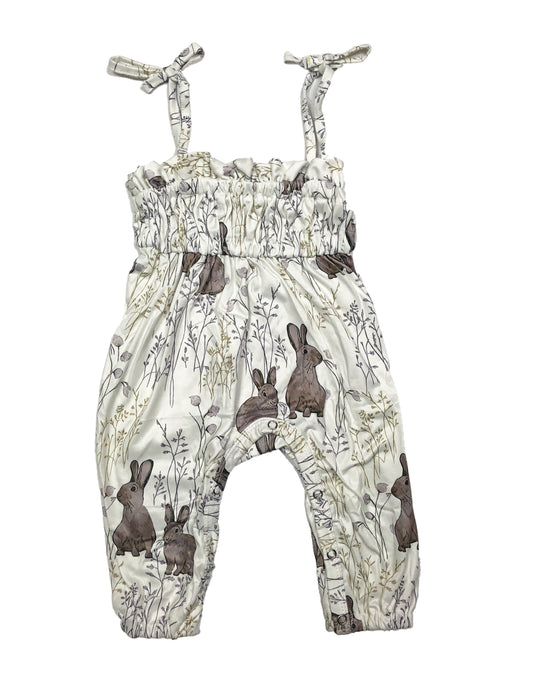 Gray Bunny floral tie romper