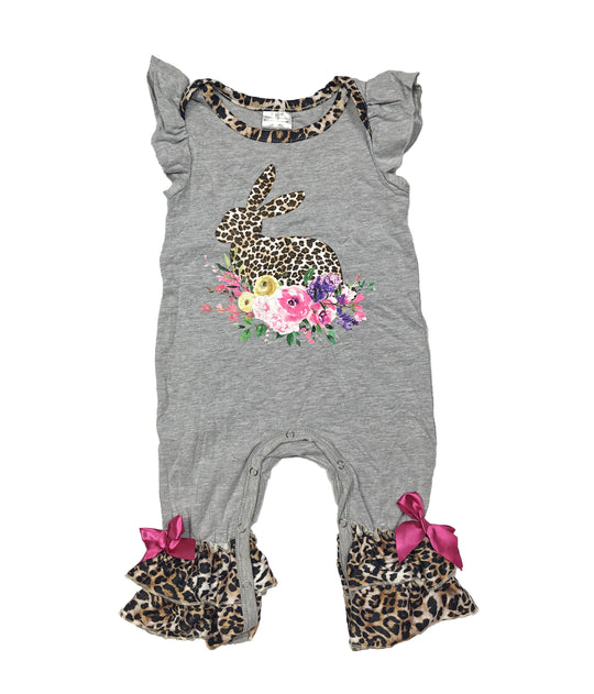 Leopard floral bunny romper