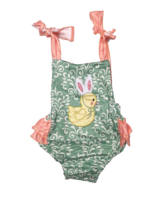 Green floral Chick romper