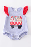 Blue Baseball girl romper