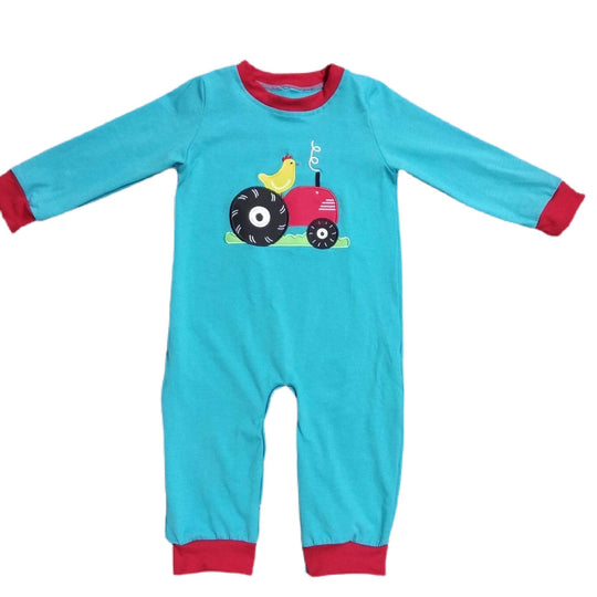 Baby Boy Chicken Tractor Romper
