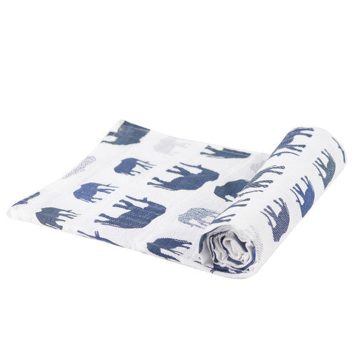 Blue elephant swaddle 100% Natural Cotton Muslin