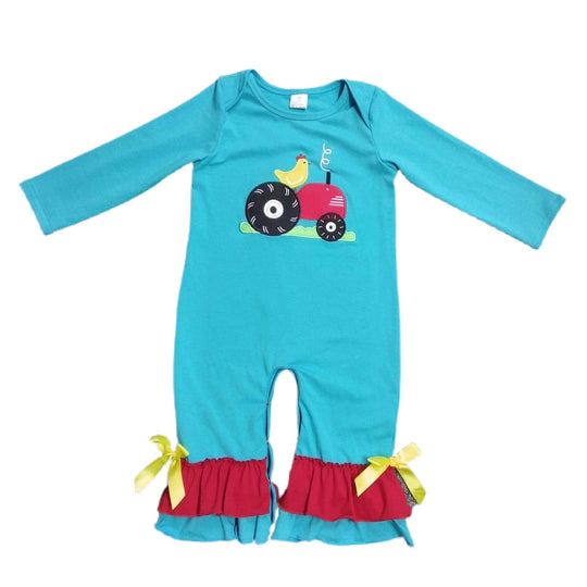 Baby Girl Chicken Tractor romper