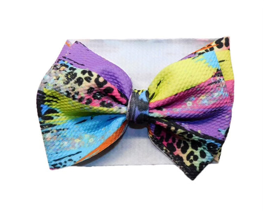 Tie Dye Leopard Brush Strokes Headband Bow