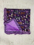 Purple cow floral minky blanket