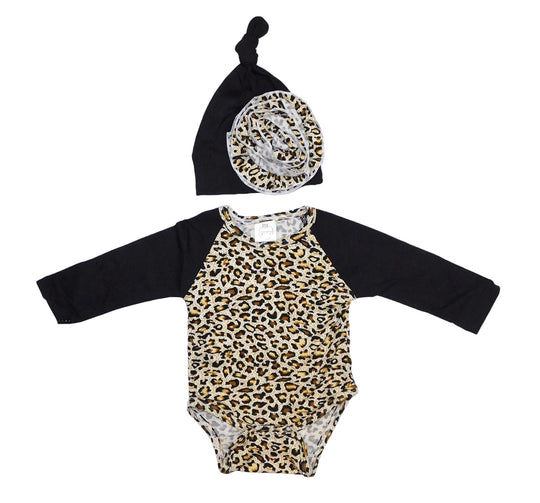 Leopard bodysuit and hat set