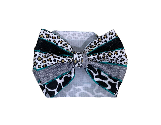 Leopard and cow stripes bow