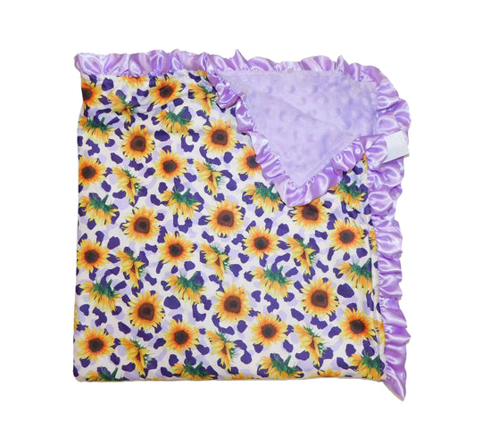 Purple leopard sunflower minky