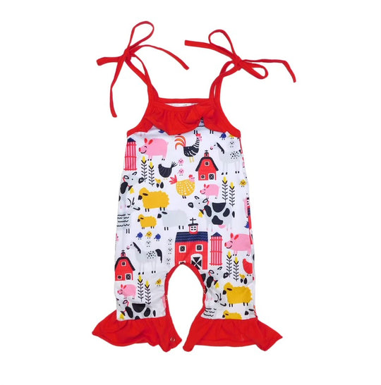 Farm animal tie romper