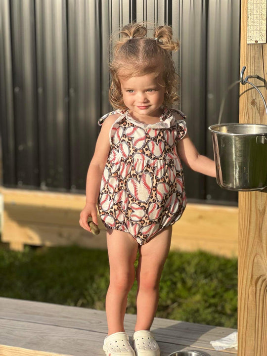 Leopard baseball romper