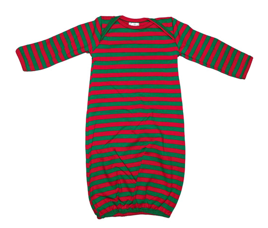 Red and green stripe baby gown