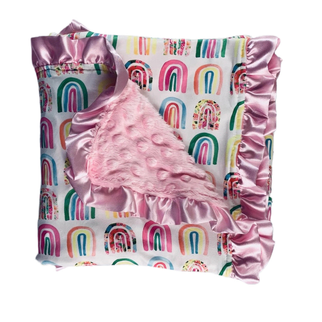 Rainbow Pink minky blanket