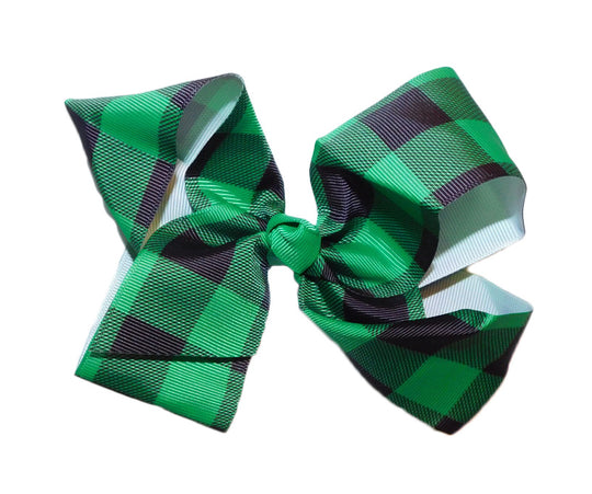 Green Plaid Bow Clip