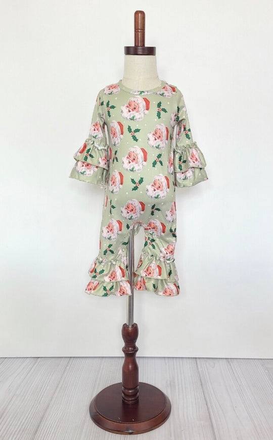Clover cottage santa sage romper