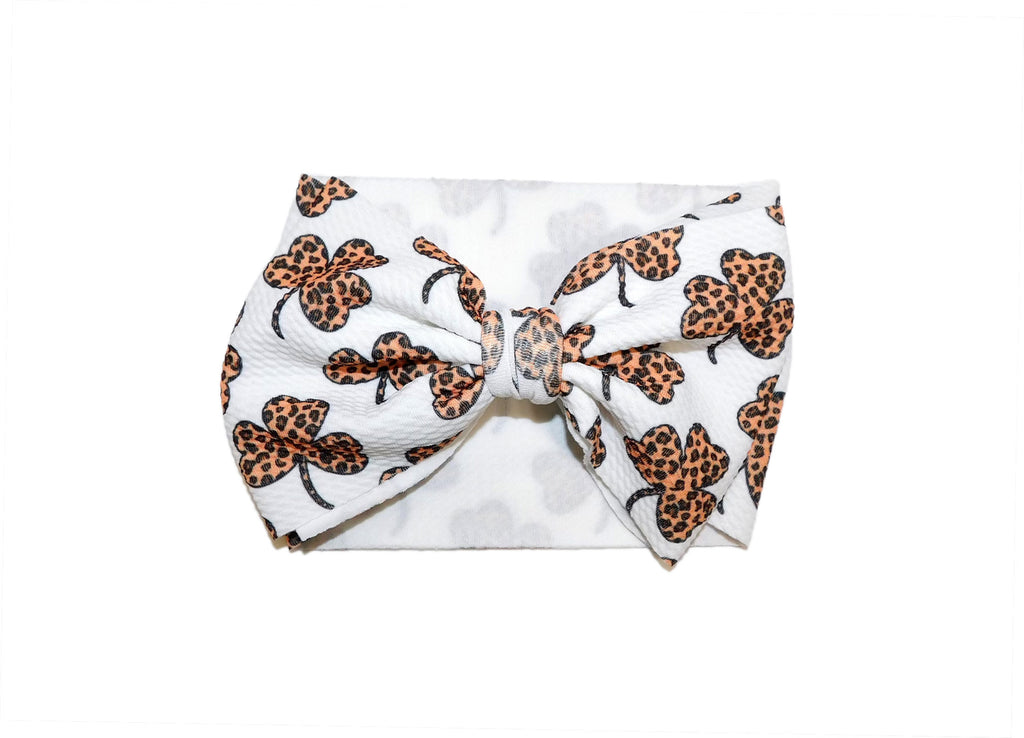 Leopard Clover Headband Bow