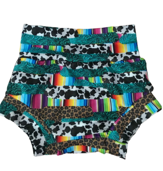 Leopard serape tooled bummies