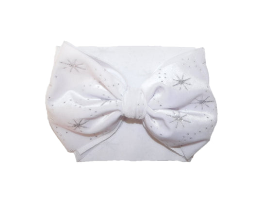 White glitter velvet bow