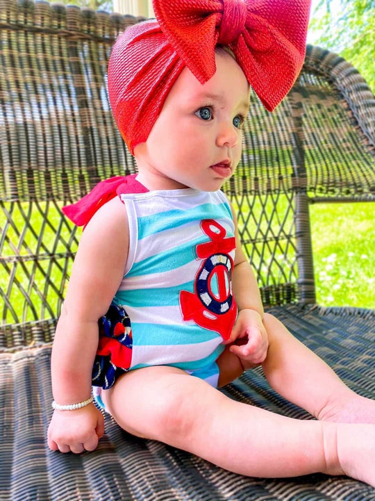 Beach Anchor Stripe bubble romper