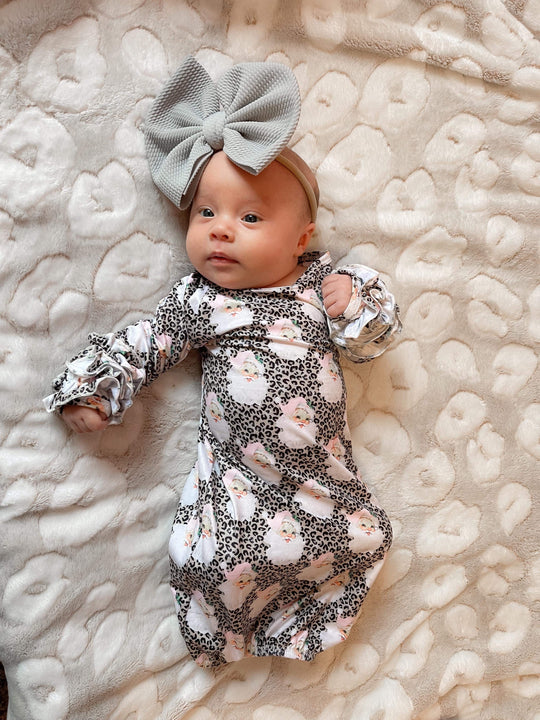 Pink leopard Santa ruffle gown