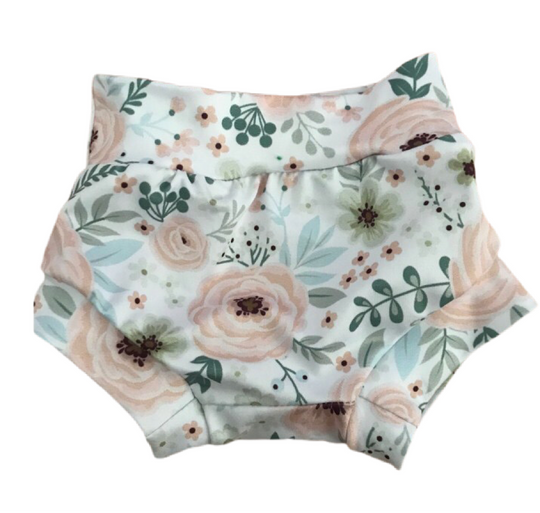 Pink and green floral bummies
