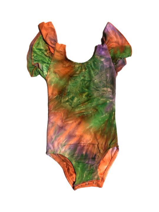 Orange, green & purple tie dye flutter
