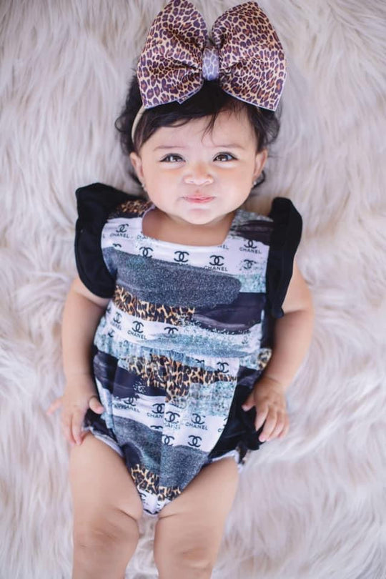 Restock brushstroke ruffle romper