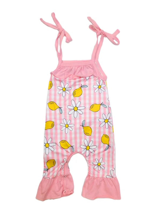 Lemon Checkered tie romper