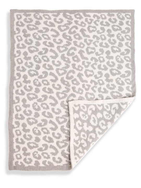 Luxury soft gray leopard blanket