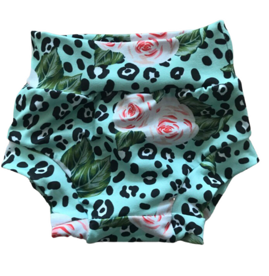 Green floral leopard bummies