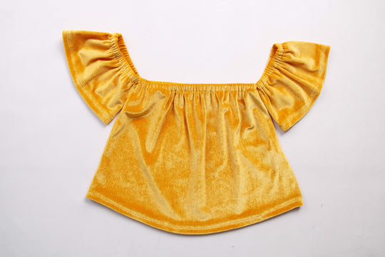 Yellow Velvet off shoulder top