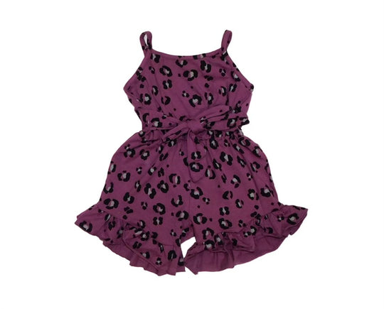 Purple leopard romper with tie